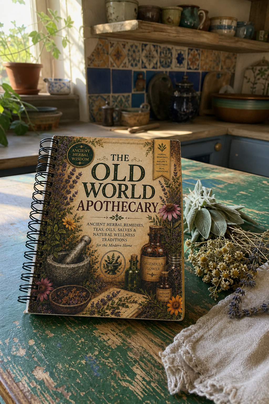 Reader using The Old World Apothecary at home