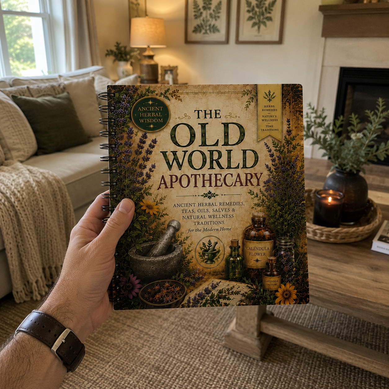 Male customer holding The Old World Apothecary